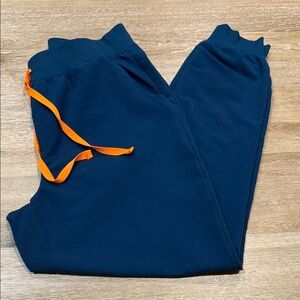 Figs Size L Green Joggers Scrub Pants with Orange Drawstring
